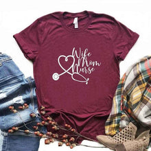 Load image into Gallery viewer, Wife Mom Nurse Print Women Funny t shirt 2020
